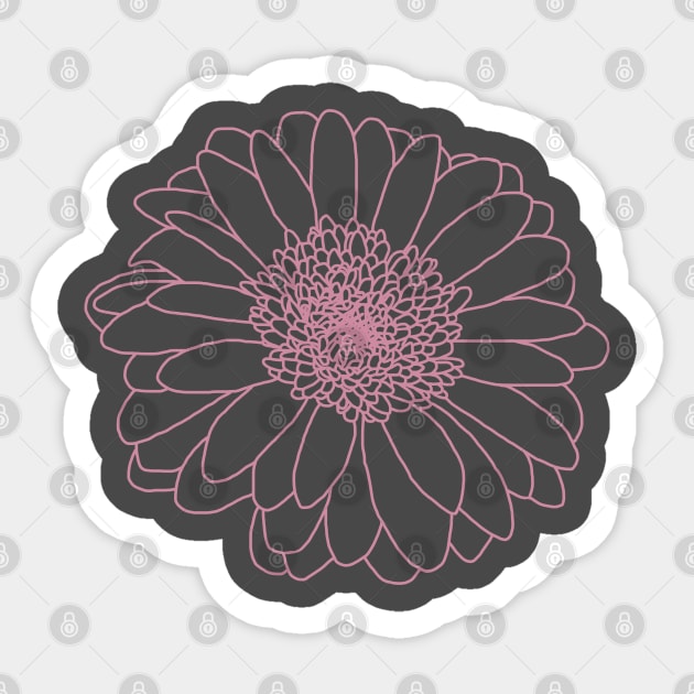 Pink Line Gerbera Floral Art Sticker by ellenhenryart